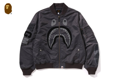 BAPE TONAL CHAIN STITCH SHARK BOMBER JACKET