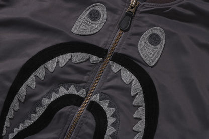 BAPE TONAL CHAIN STITCH SHARK BOMBER JACKET