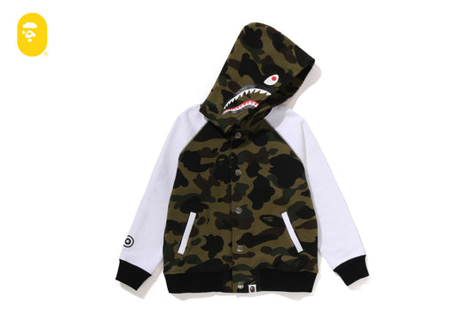 BAPE 1ST CAMO SHARK HOODIE SWEAT VARSITY JACKET