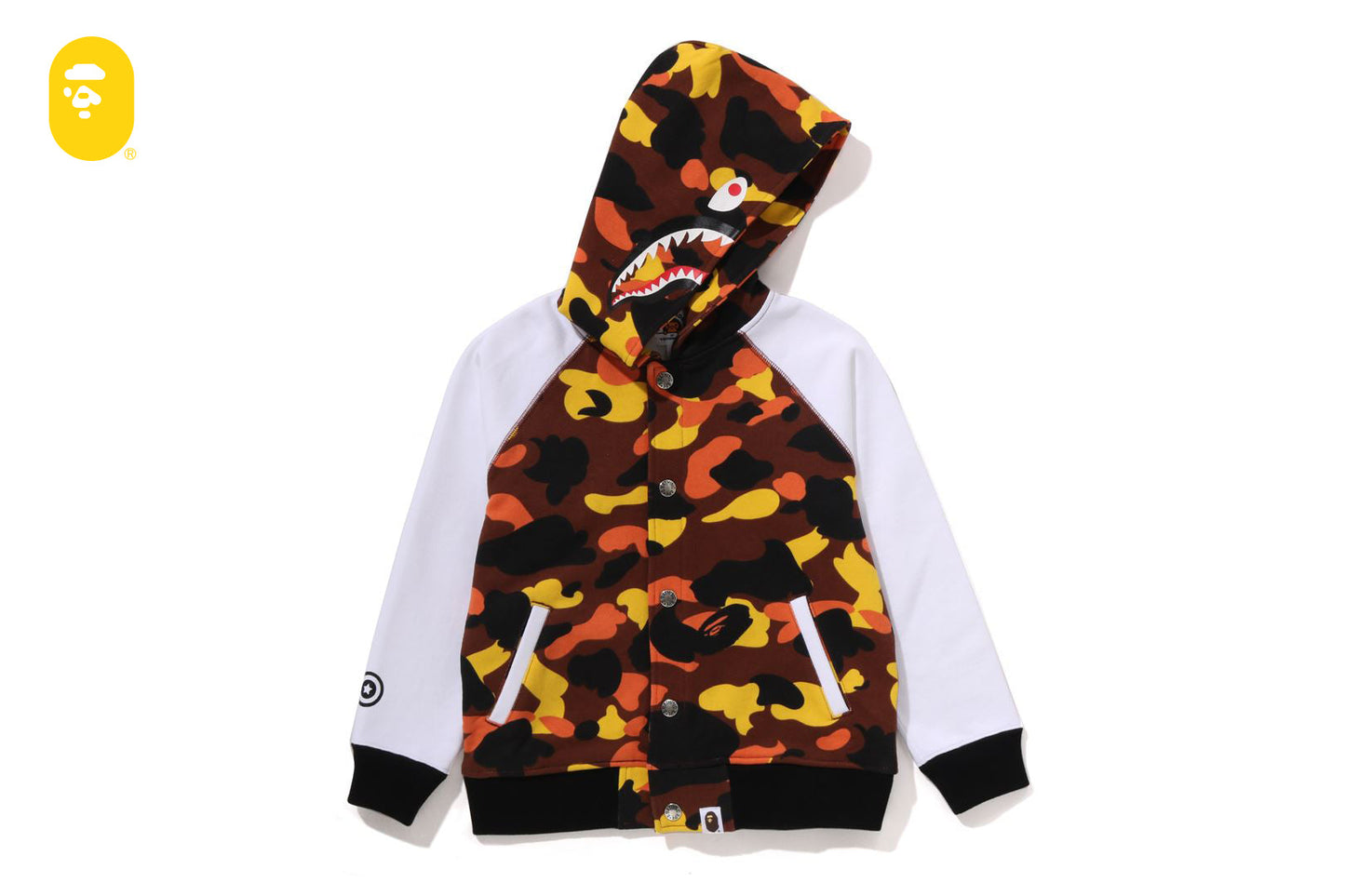 BAPE 1ST CAMO SHARK HOODIE SWEAT VARSITY JACKET