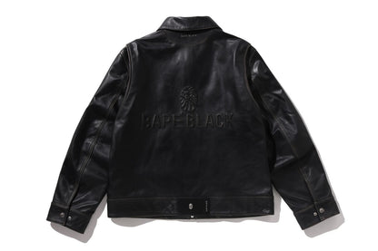 BAPE 黑色洗水皮革摩托夾克