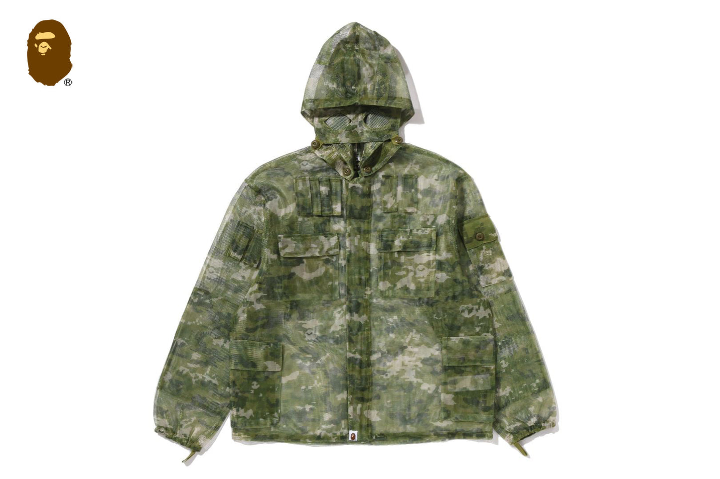 BAPE MULTI PIXEL CAMO MASK HOODED SHIRT JACKET