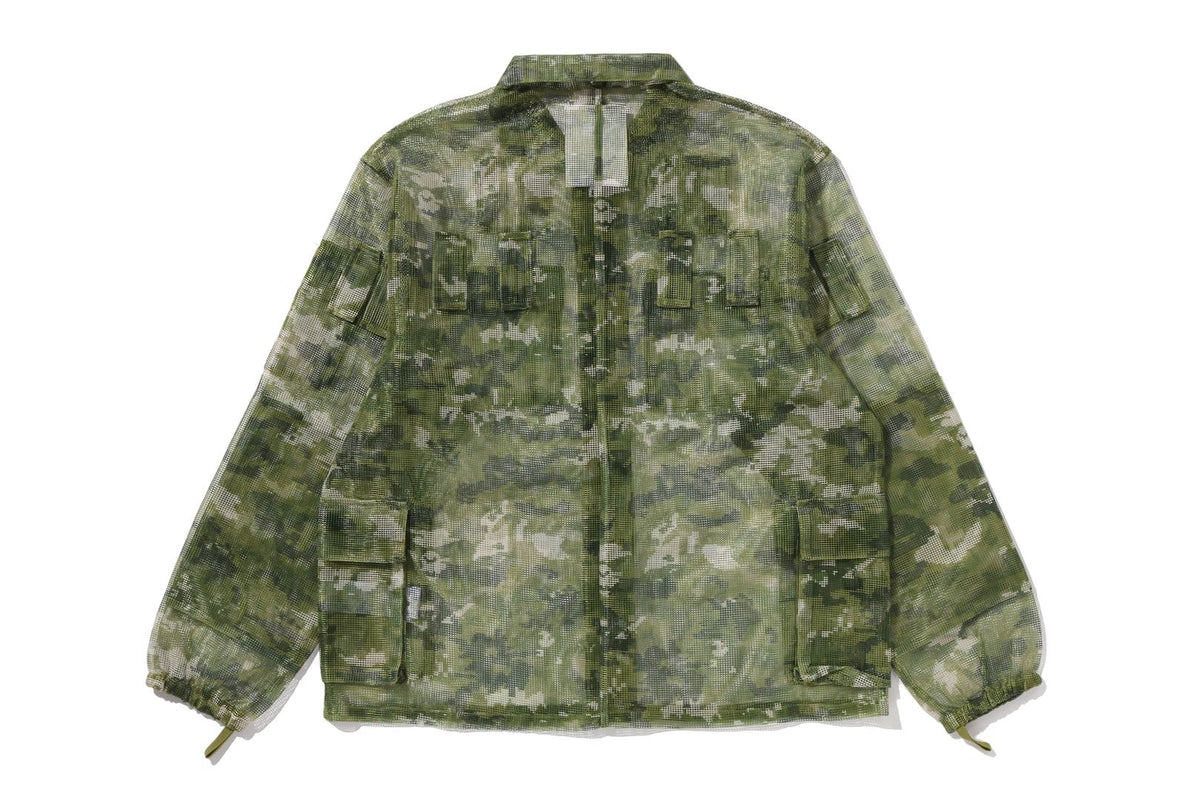 BAPE MULTI PIXEL CAMO MASK HOODED SHIRT JACKET