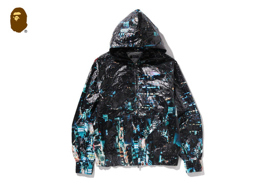 BAPE OVERALL PRINT CREASE HOODED JACKET