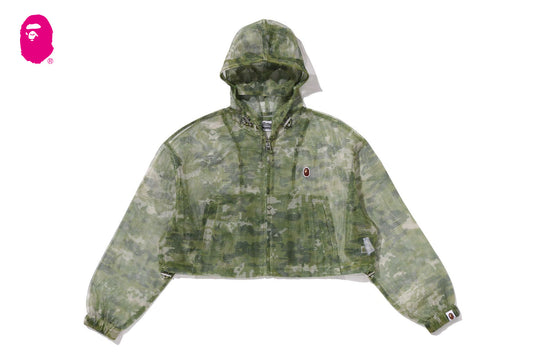 BAPE MULTI PIXEL CAMO MESH CROPPED HOOODED JACKET