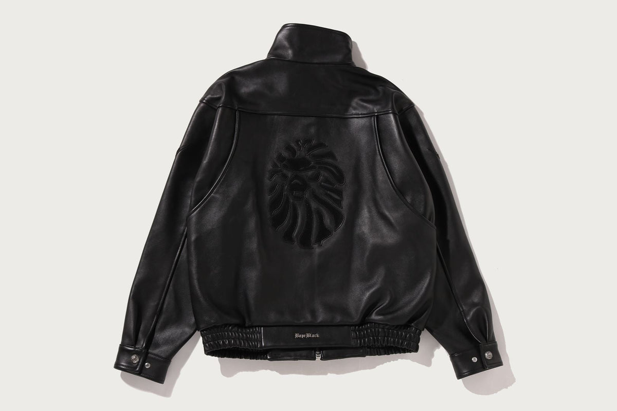 BAPE BAPE BLACK BELTED LEATHER BIKER
