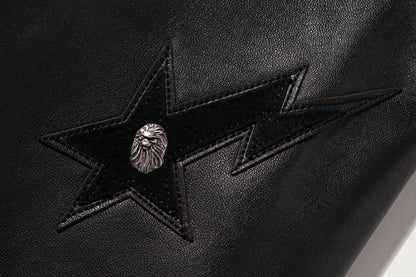 BAPE BAPE BLACK BELTED LEATHER BIKER