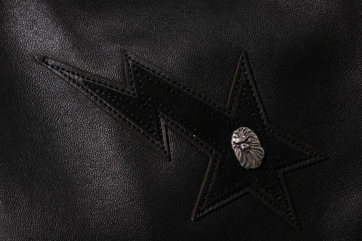BAPE BAPE BLACK BELTED LEATHER BIKER