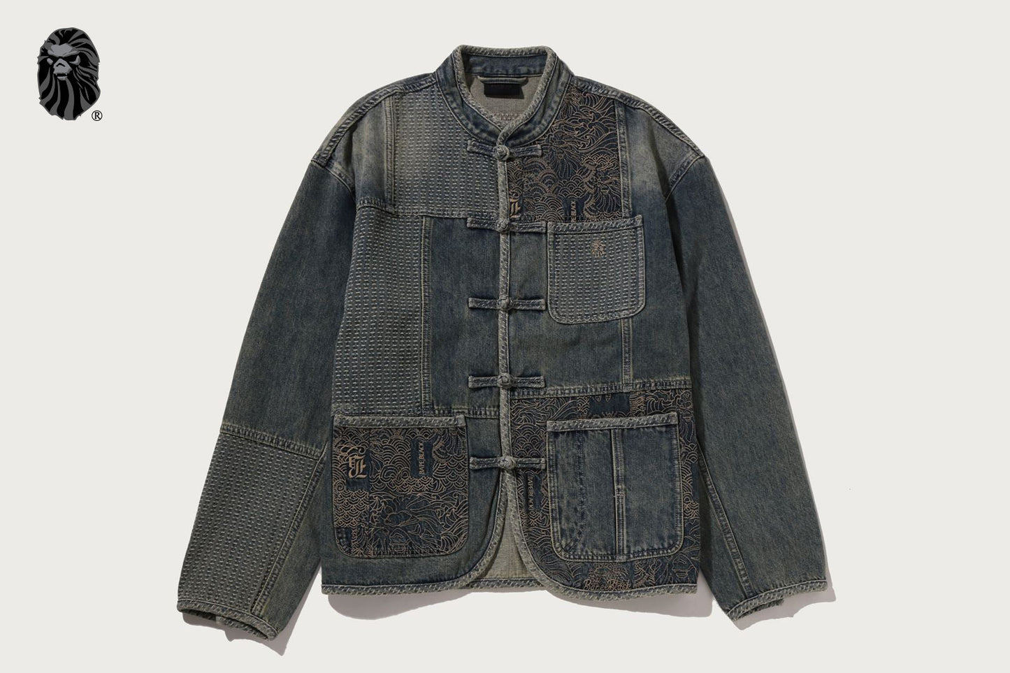 BAPE BAPE BLACK SASHIKO PATCHWORK SHIRT