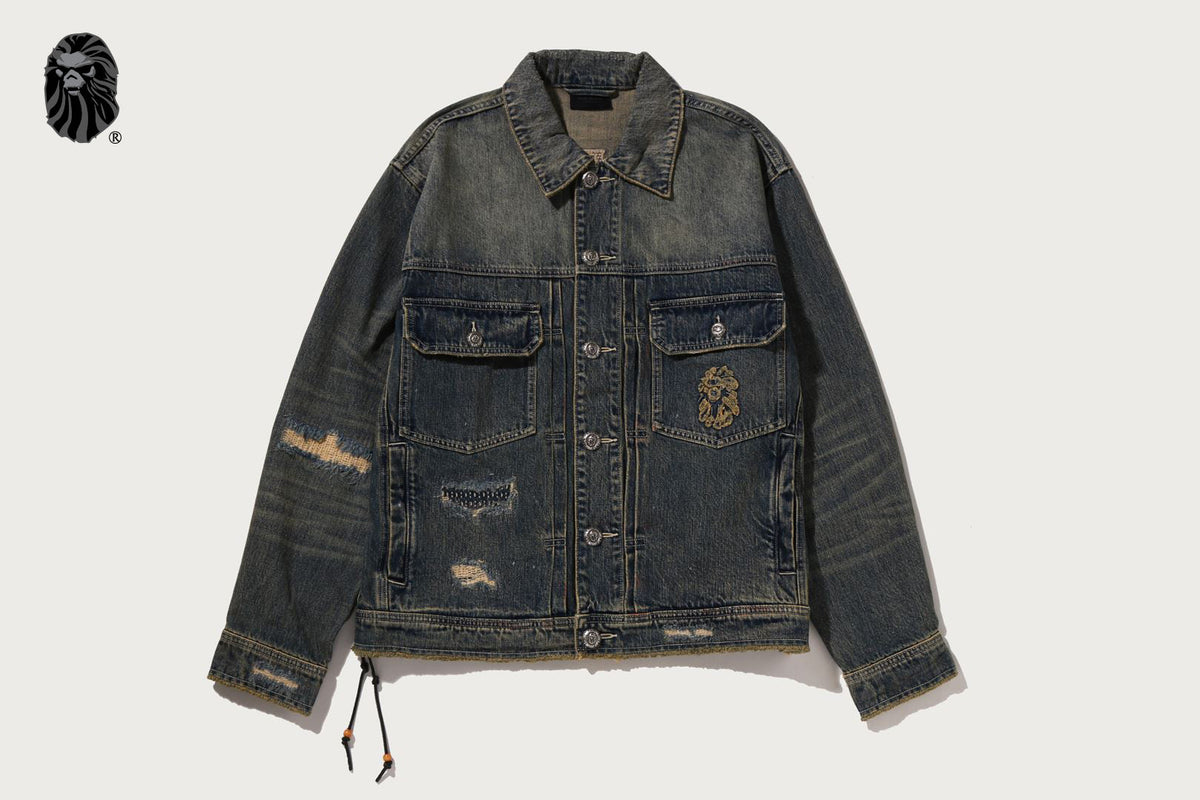 BAPE BAPE BLACK HEAVY WASHED DENIM JACKET
