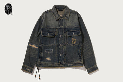 BAPE BAPE BLACK HEAVY WASHED DENIM JACKET