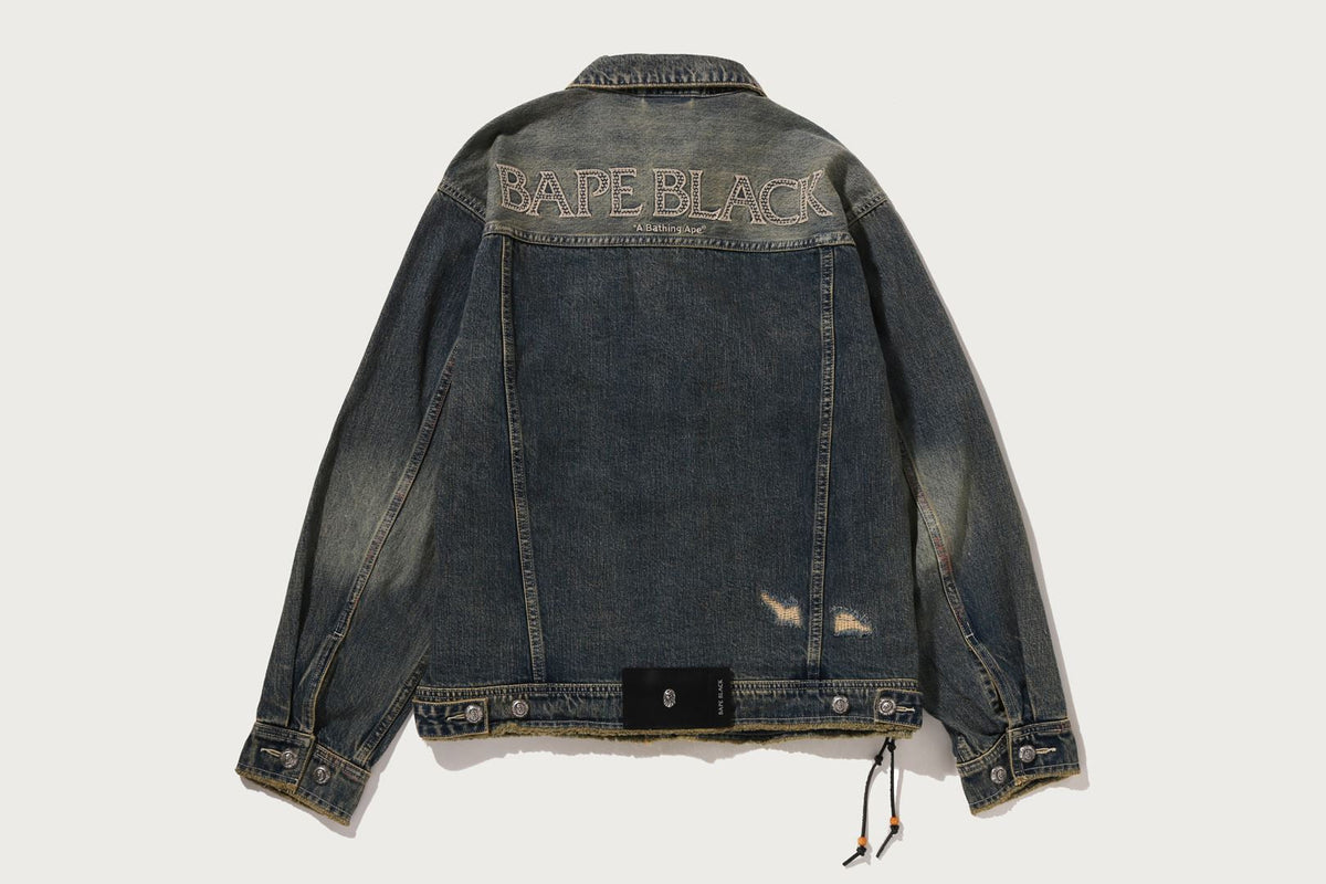 BAPE BAPE BLACK HEAVY WASHED DENIM JACKET
