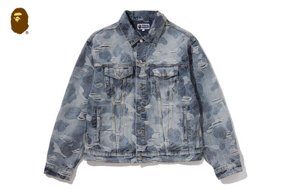BAPE SOLID CAMO JACQUARD DENIM TRUCKER JACKET