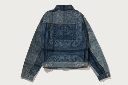 BAPE PAISLEY PATTERN DENIM TRUCKER JACKET