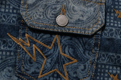 BAPE PAISLEY PATTERN DENIM TRUCKER JACKET