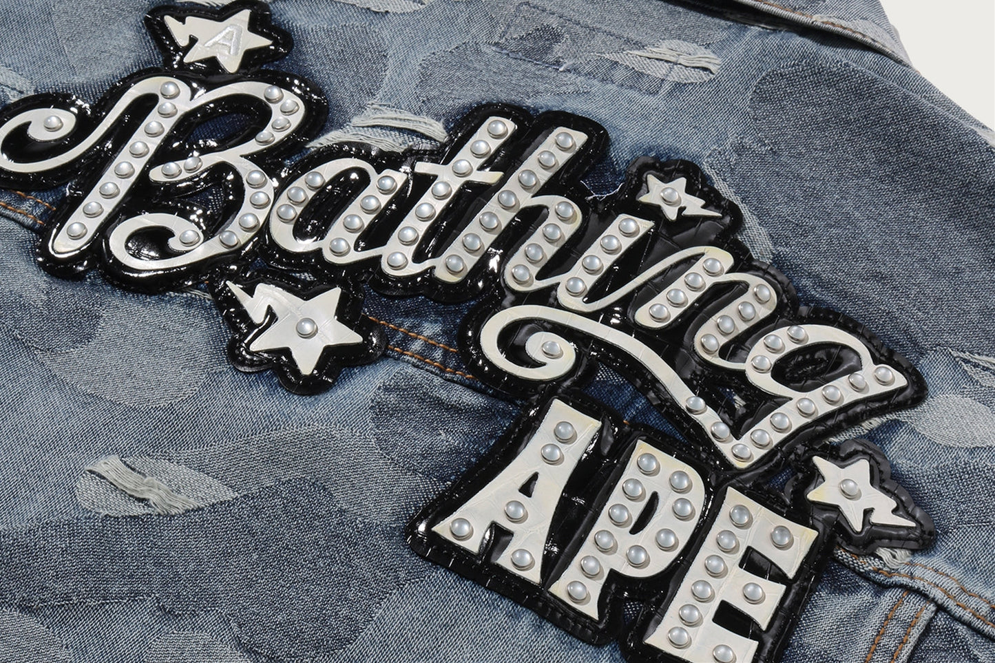 BAPE SOLID CAMO JACQUARD DENIM BOXY CROPPED JACKET