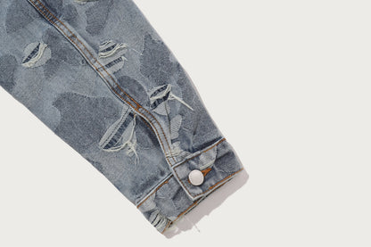 BAPE SOLID CAMO JACQUARD DENIM BOXY CROPPED JACKET