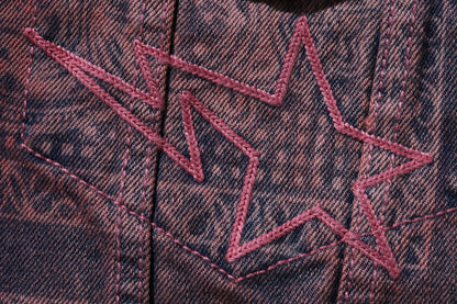 BAPE PAISLEY PATTERN DENIM BOXY CROPPED JACKET