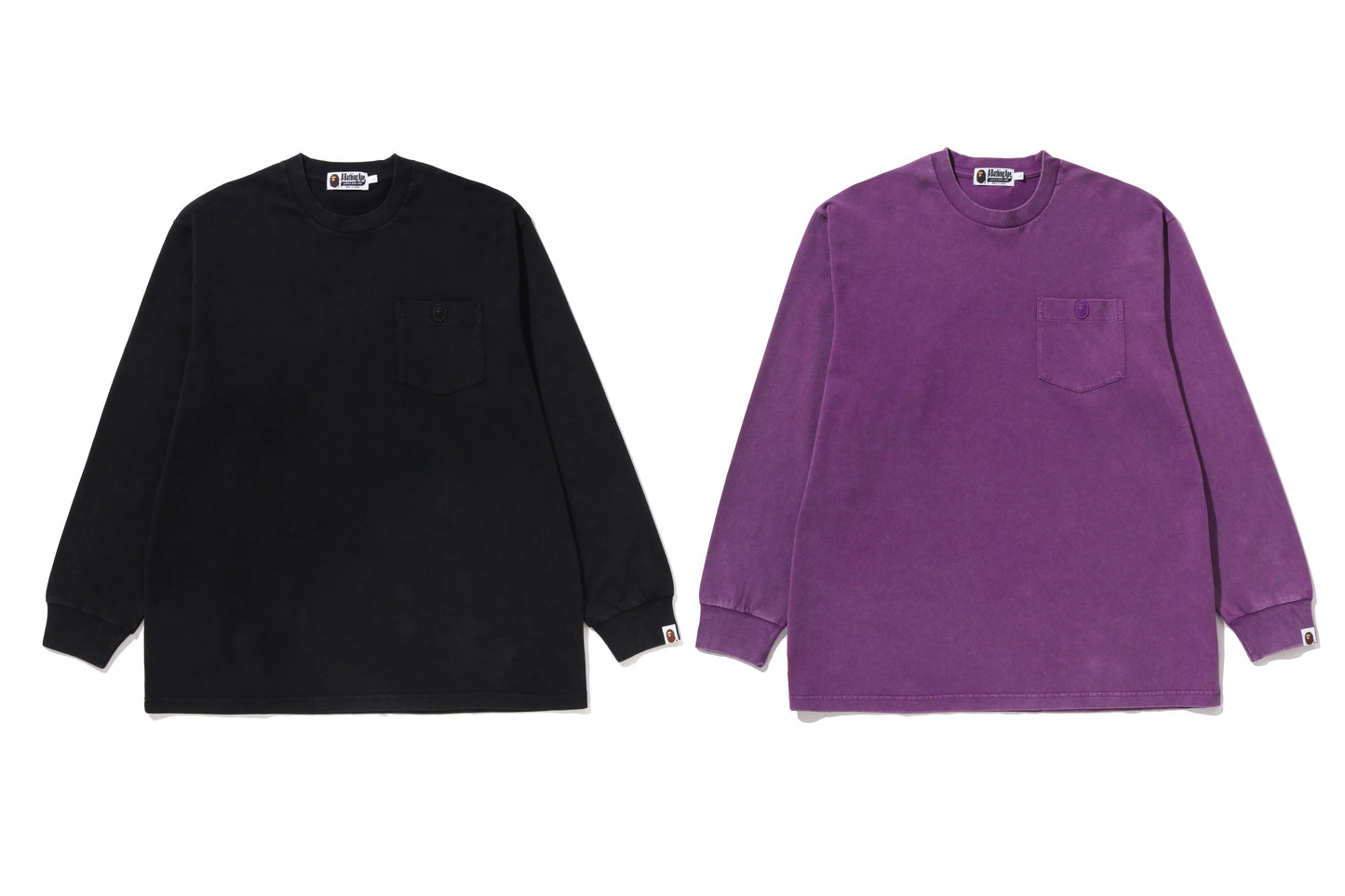 BAPE GARMENT DYE ONE POINT RELAXED FIT POCKET LS TEE