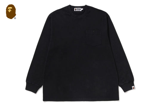 BAPE GARMENT DYE ONE POINT RELAXED FIT POCKET LS TEE