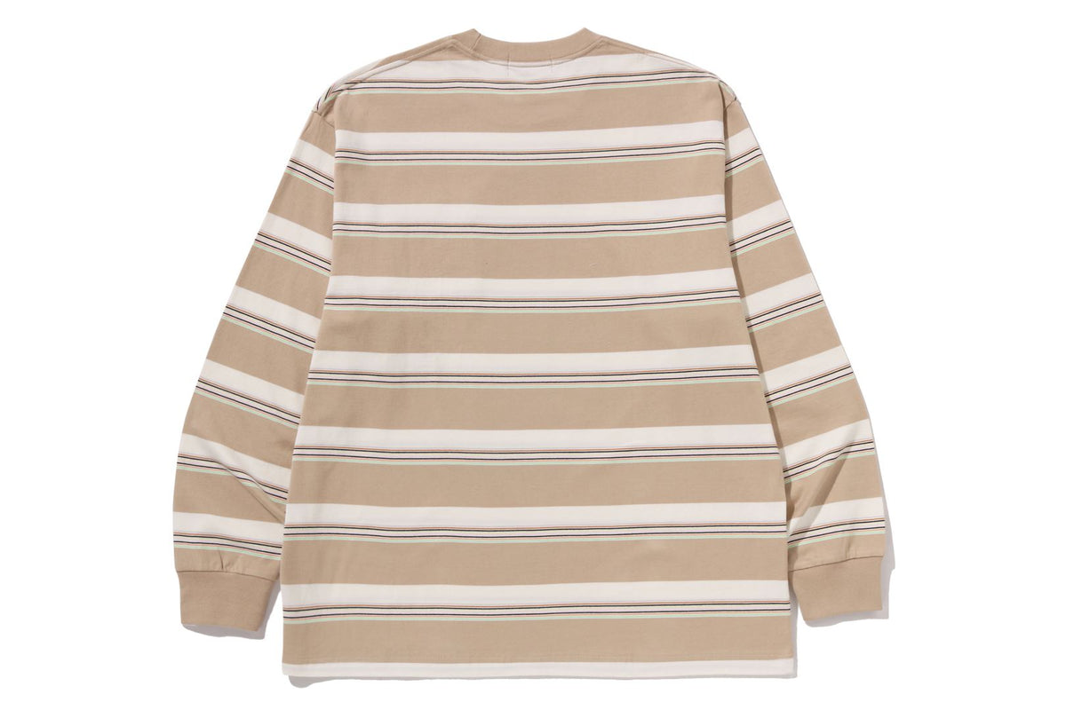 BAPE STRIPE ONE POINT RELAXED FIT POCKET LS TEE