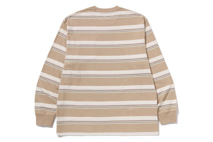 BAPE STRIPE ONE POINT RELAXED FIT POCKET LS TEE