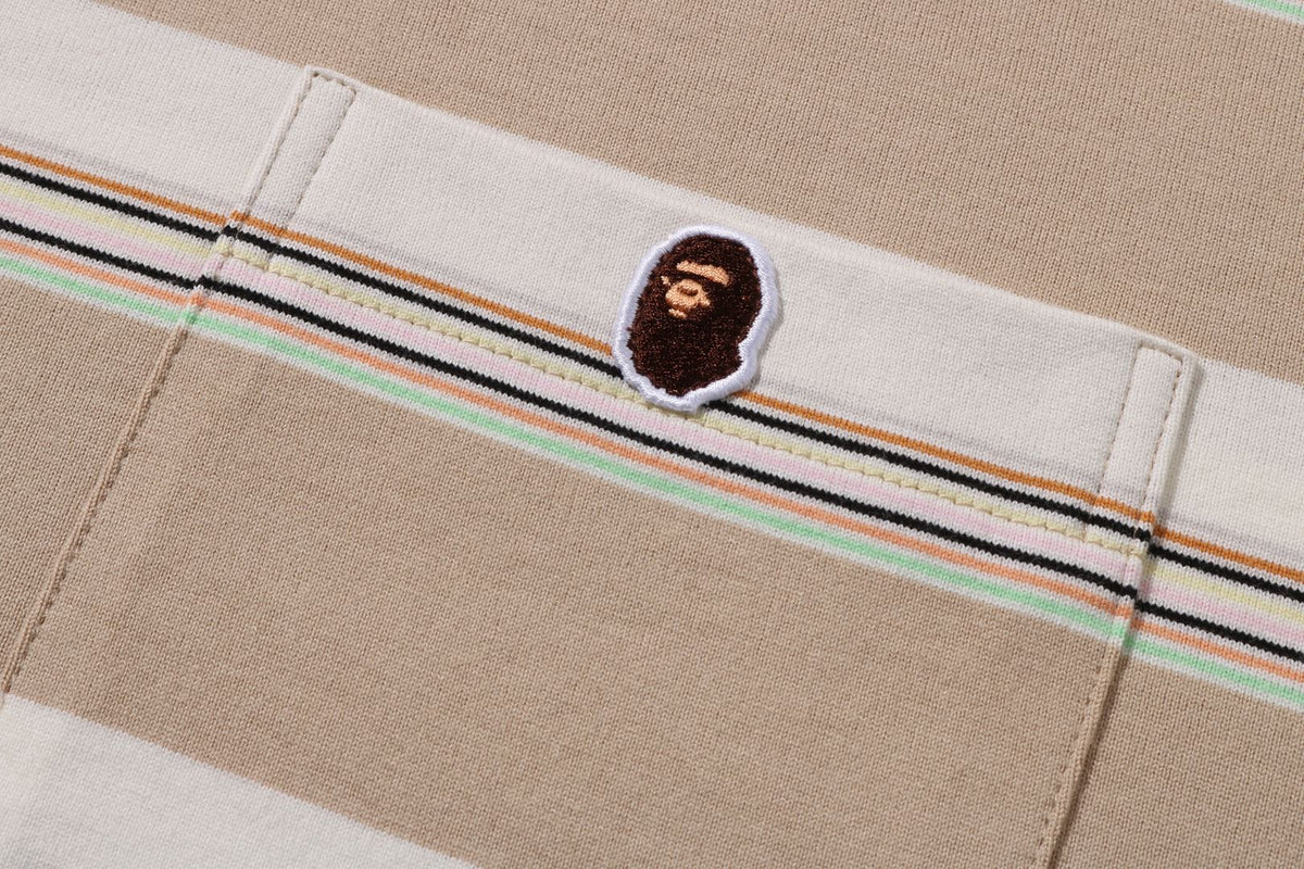 BAPE STRIPE ONE POINT RELAXED FIT POCKET LS TEE