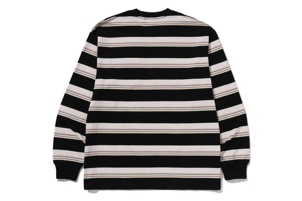 BAPE STRIPE ONE POINT RELAXED FIT POCKET LS TEE