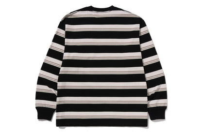 BAPE STRIPE ONE POINT RELAXED FIT POCKET LS TEE