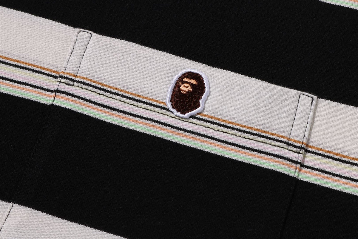 BAPE STRIPE ONE POINT RELAXED FIT POCKET LS TEE