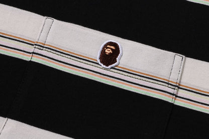 BAPE STRIPE ONE POINT RELAXED FIT POCKET LS TEE