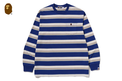 BAPE STRIPE ONE POINT RELAXED FIT POCKET LS TEE