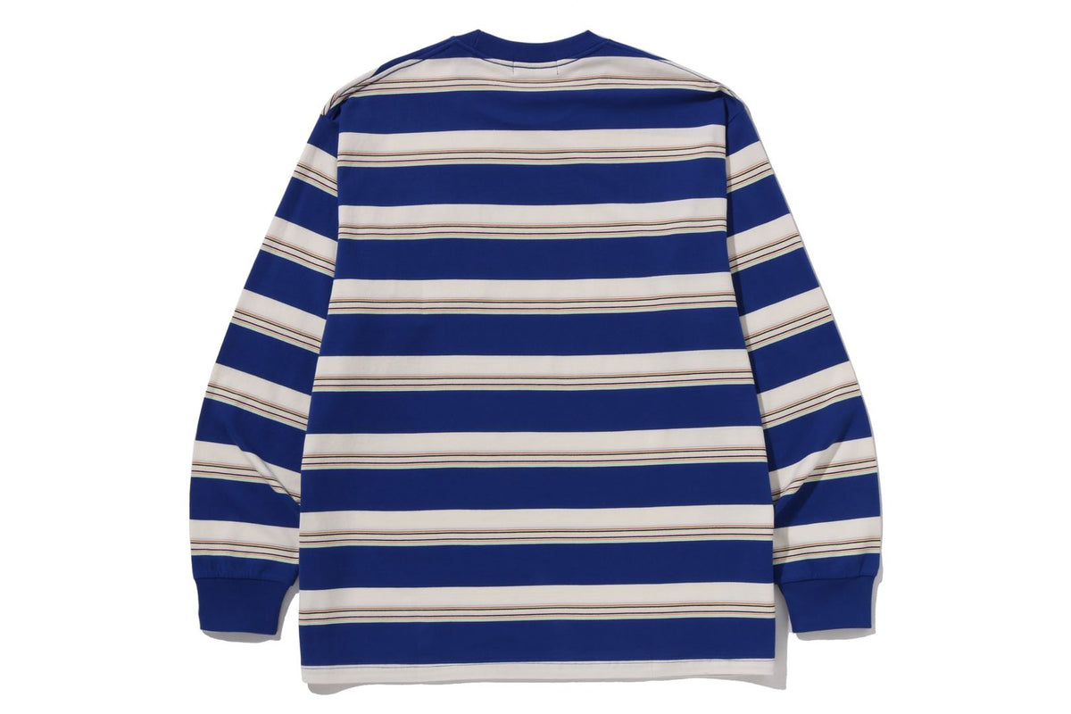 BAPE STRIPE ONE POINT RELAXED FIT POCKET LS TEE