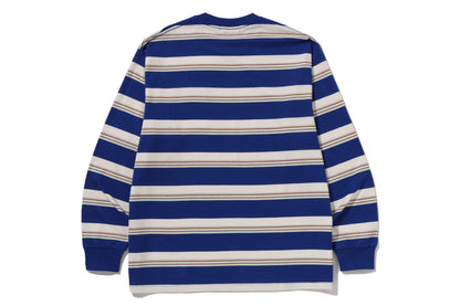 BAPE STRIPE ONE POINT RELAXED FIT POCKET LS TEE