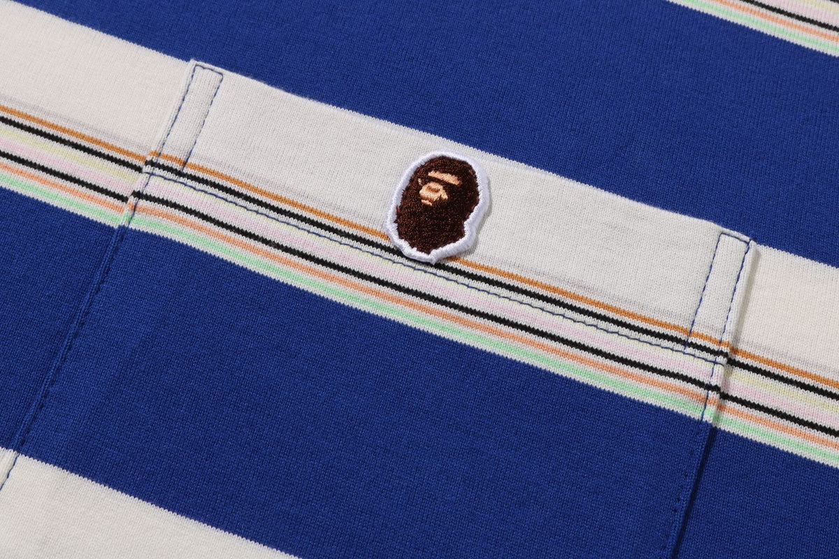 BAPE STRIPE ONE POINT RELAXED FIT POCKET LS TEE