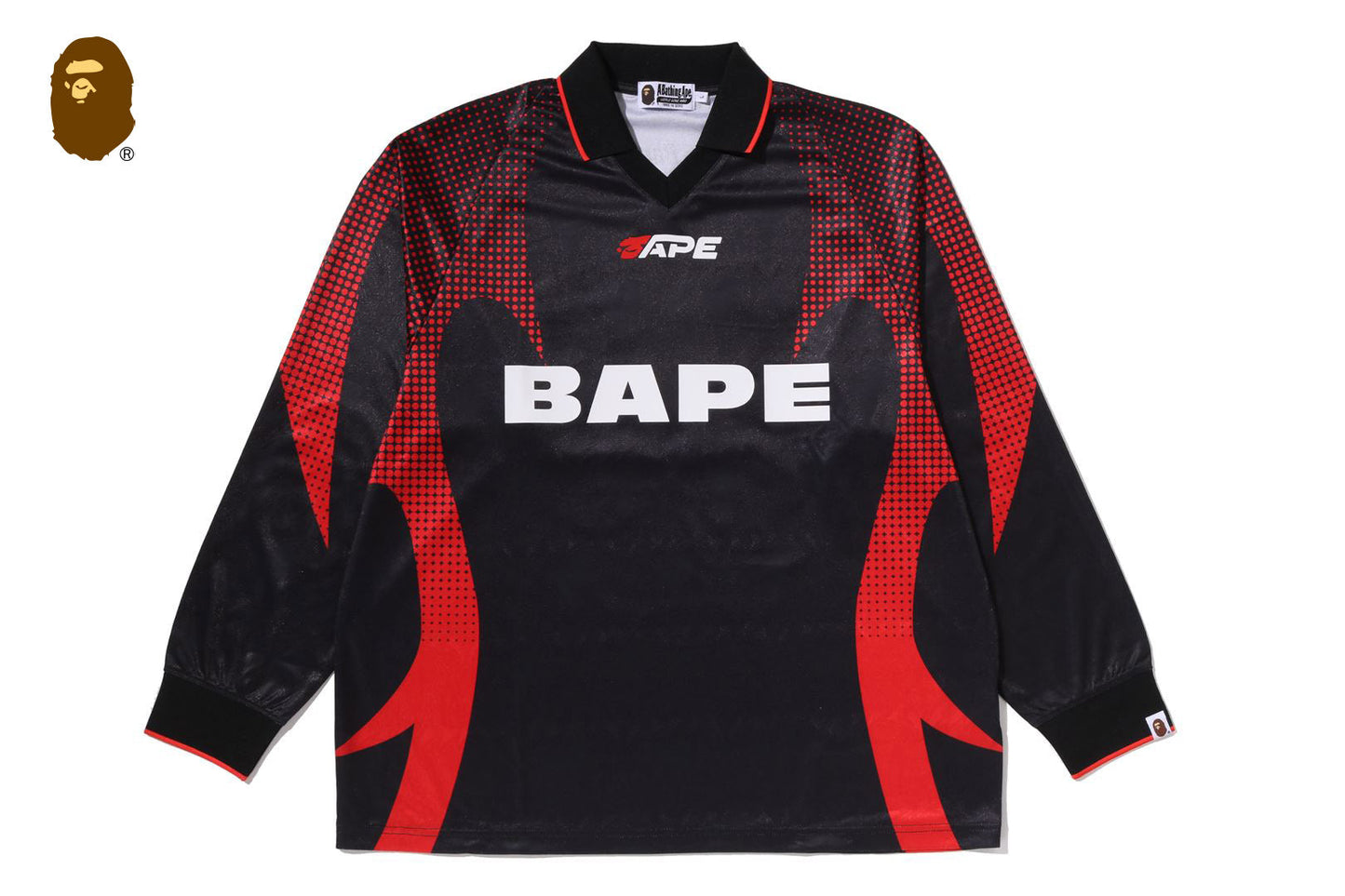 BAPE APE FLAME MONOGRAM JACQUARD LOGO 寬鬆版足球球衣