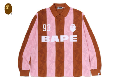 BAPE STA條紋圖案提花多標誌寬鬆長袖T恤
