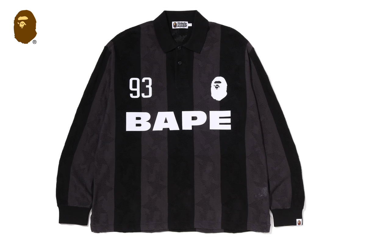 BAPE STA條紋圖案提花多標誌寬鬆長袖T恤