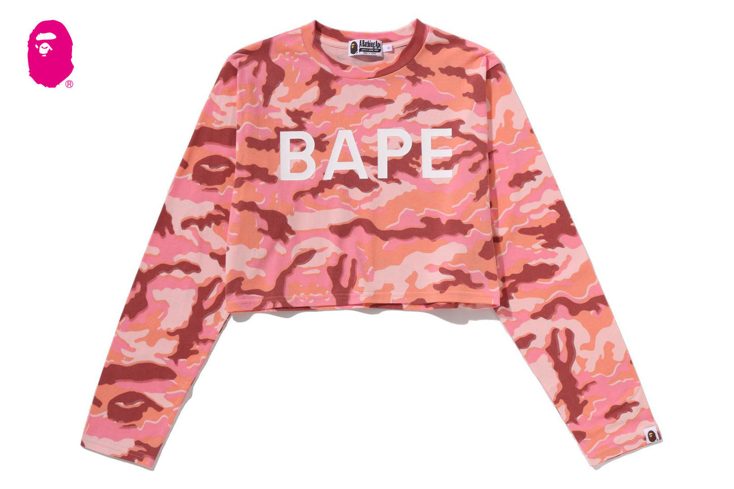 BAPE GLITCH WOODLAND CAMO BAPE CROPPED L/S TEE