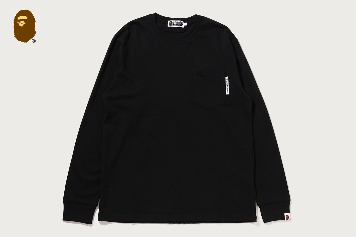BAPE LINE CAMO FLAG LABEL 口袋長袖T恤