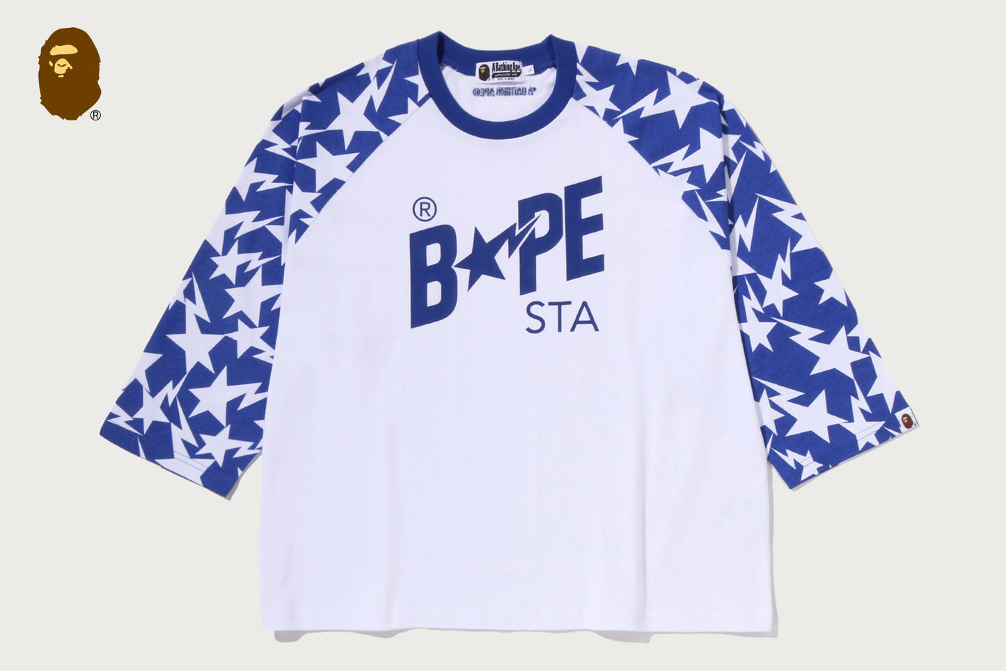 BAPE STA PATTERN BAPE STA RAGLAN CROPPED FIT LS TEE