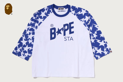 BAPE STA PATTERN BAPE STA RAGLAN CROPPED FIT LS TEE