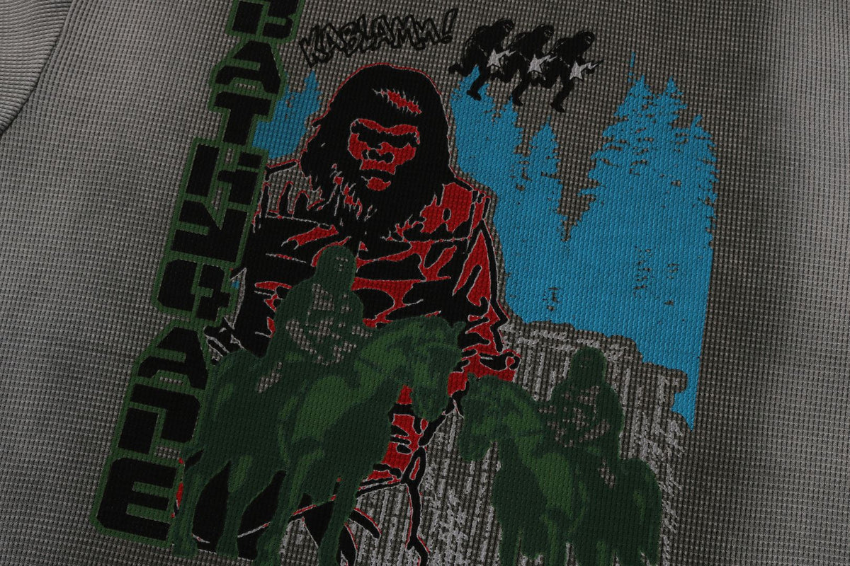 BAPE HEAVY WASHED BAPE MILITARY GRAPHIC RELAXED FIT LS TEE