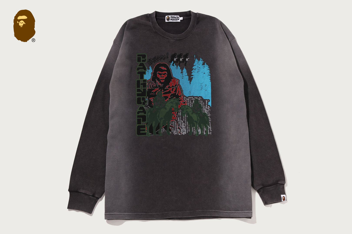 BAPE HEAVY WASHED BAPE MILITARY GRAPHIC RELAXED FIT LS TEE
