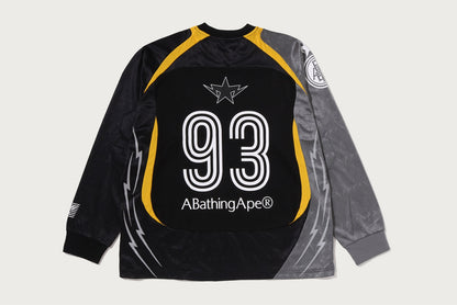BAPE MULTI LOGO RELAXED FIT FOOTBALL LS JERSEY