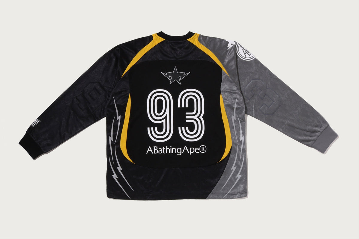 BAPE MULTI LOGO RELAXED FIT FOOTBALL LS JERSEY