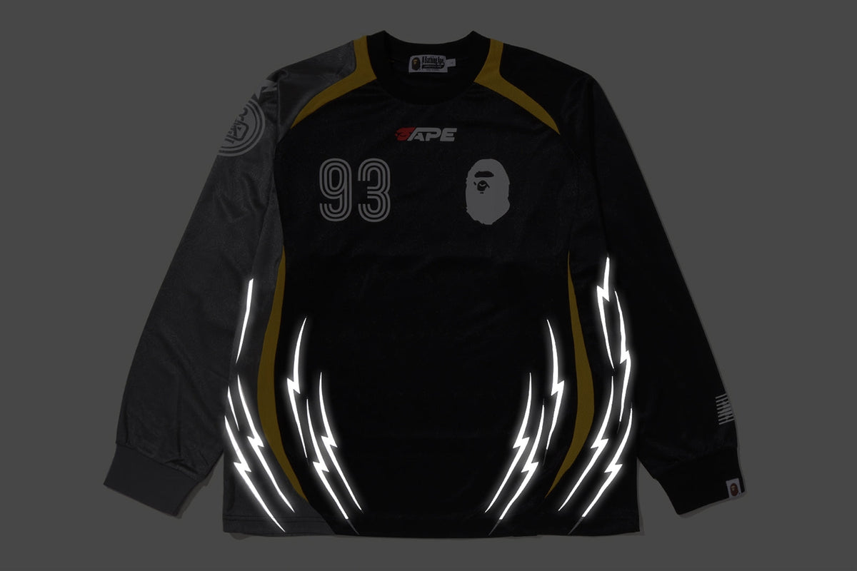 BAPE MULTI LOGO RELAXED FIT FOOTBALL LS JERSEY