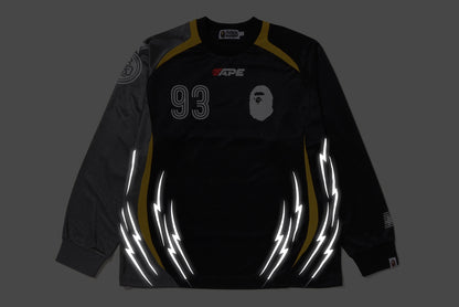 BAPE MULTI LOGO RELAXED FIT FOOTBALL LS JERSEY