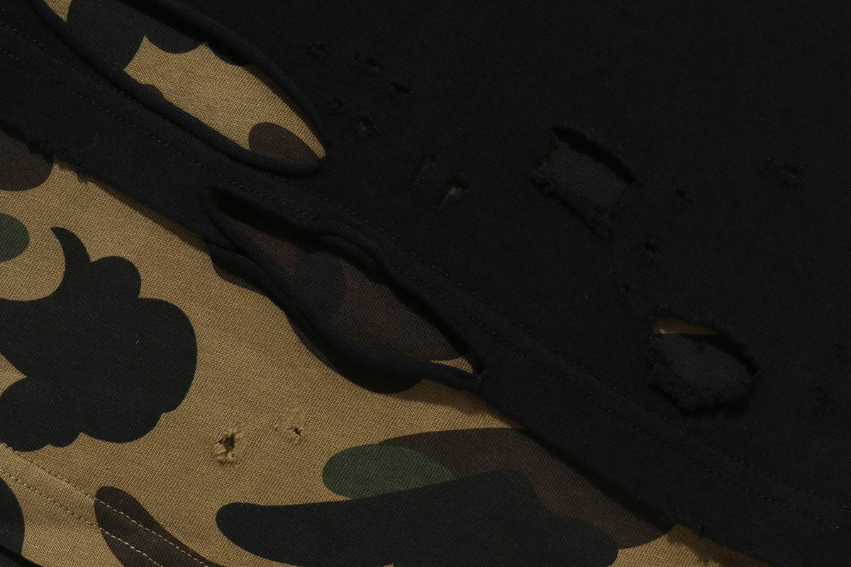 BAPE DESTROYED MULTI LOGO 2 IN 1 放鬆版型長袖T恤