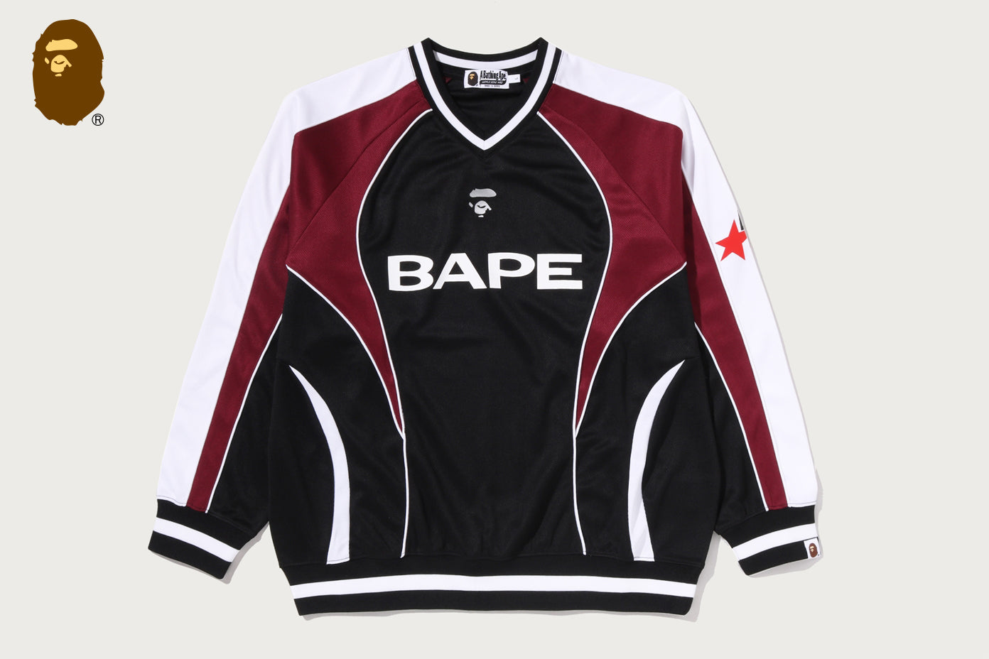 BAPE 足球標誌暖身放鬆版長袖T恤